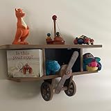 golden pet Kids Children's Room Airplane Wall Shelf, Aeroplane Shaped Bookcase Flower Cactus Wall Bookshelf, Decor for Nursery Teen Child’s Room Bedroom Office (White&Wood Color)