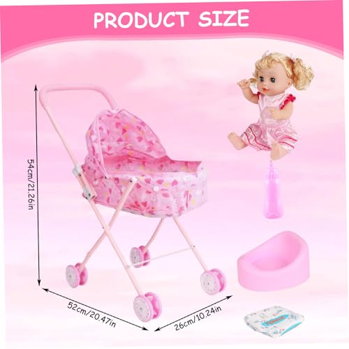 Cochecito de muñeca plegable interactivo con accesorios de simulación 3