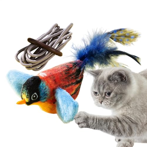 猫の鳥のおもちゃ、猫飛ぶ鳥のおもちゃ | 充電式の豪華なチャート鳥の猫のおもちゃ - ポータブルペット用品、小さな中程度の大きな品種の猫のための羽ばたきスズメ