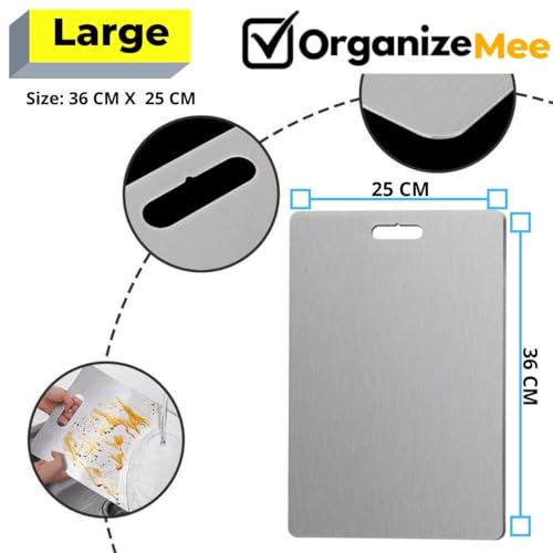 OrganizeMee Stainless Steel Cutting Chopping Board Fruit, Vegetable Kitchen Chopping, Stand Wall Mounted Hanger, (Large/36X25 Cm) - Image 6