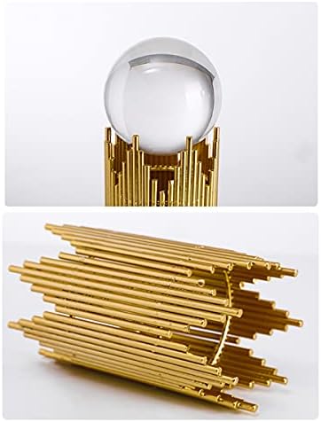 E-isata Crystal Ball with Gold Iron Stand Modern Abstract Art Decorative Ornaments for Living Room Bedroom TV Cabinet Crafts Gifts Office Home Decor (Pipe)