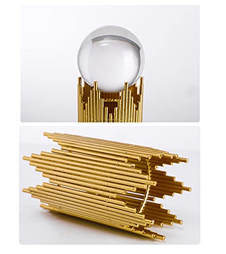 E-Isata Modern Abstract Art Crystal Ball With Gold Iron Stand Decorative Ornaments For Living Room Bedroom Tv Cabinet Crafts Gifts Office Home Decor (Pipe) #TOP1