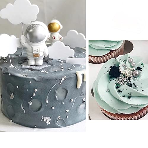 Image of Edible Silver Sugar Pearls Candy Sprinkles 120G / 4.23Ounce Baking Cake Sprinkles Cupcake and Cake Topper Cookie Decorations Wedding Party Valentines Halloween Christmas Supplies