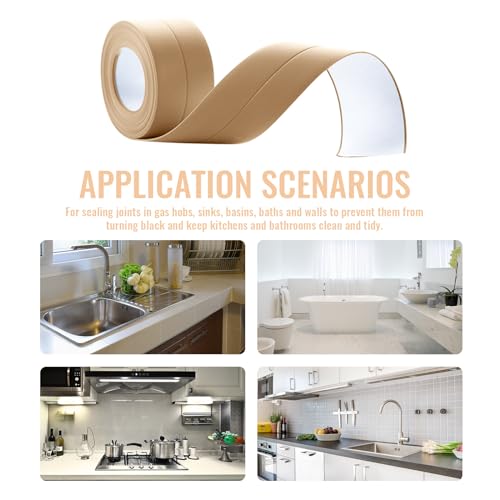 Image of Bath Sealant Strip Waterproof Caulk Tape Wall Corner Caulk Strip Sealing Tape Self Adhesive Simple Tape for Kitchen, Toilet Bathtub, Bathroom, Sink, Countertop and Floor Wall Edge Protector