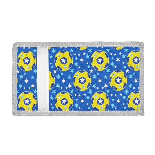 ALAZA Kids Wallets for Boys Girls Toddler Trifold Wallet Children Small Yellow Soccer Star with Zipper Coin Pocket2
