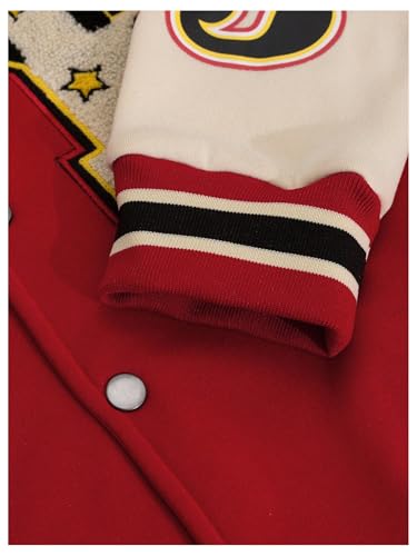 Image of GORGLITTER Men's Letter Graphic Varsity Jacket Long Sleeve Striped Trim Button Bomber Jackets
