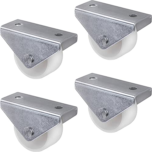 Gedotec Design Fixed Castors w/Mounting Plate | Transport Castors for All Floors | Plastic White | Wheel Diameter 25 mm | Load Capacity 25 kg | Set of 4 Furniture Castors - Equipment Wheels w/Screws