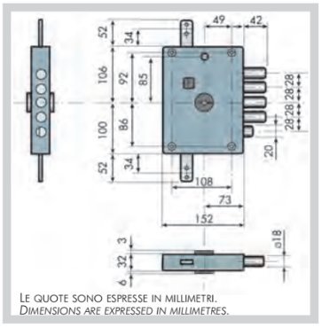 Serrure Triple Dierre Atra Avec Cylindre à Pompe - Droite Art. SER302160 9DG (neuf)