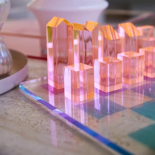 Juego de ajedrez y damas de acrílico Lucite miniatura 5