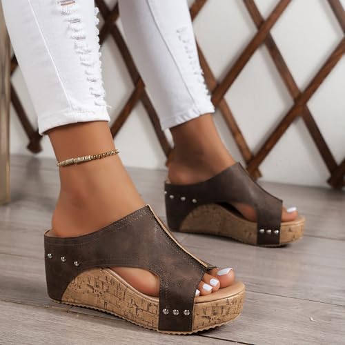 Women's Platform Wedge Sandals, Comfortable Open Toe Cork Casual & Dressy Summer Shoes2