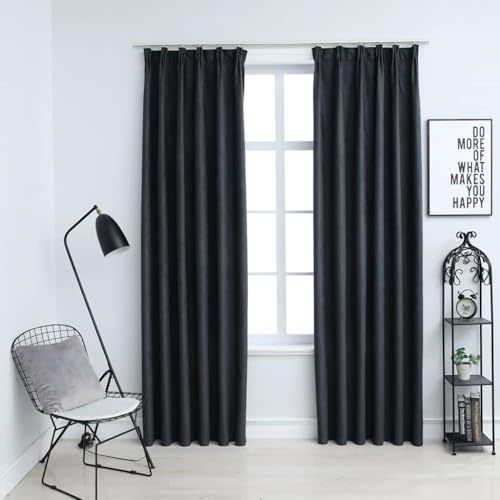 Vetnasa Cortinas Opacas con Ganchos 2 uds Gris Antracita 140x245 cm Casa y jardín, Decoración, Tratamientos de la Ventana, Cortinas y visillos Antracita 1,45 KG
