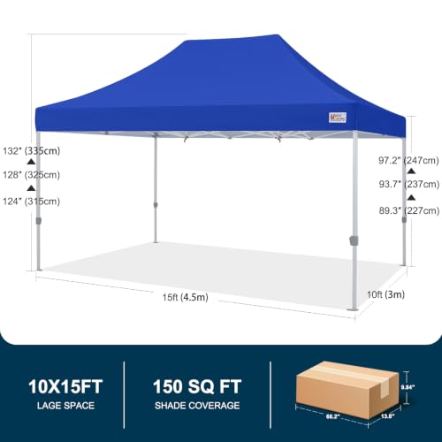 Image of MASTERCANOPY 10x15 Heavy Duty Pop Up Canopy Tent with Roller Bag(Blue)