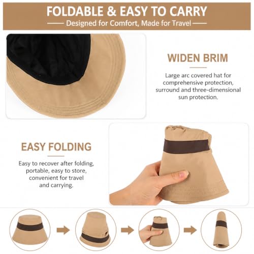 Image of Summer Cap for Women Fashion Wide Brim Sun Hats Sun Visor Caps for Women Bucket Hat Lightweight Packable UV Protection Cap Ladies Hat for Travel, Daily, Hiking, Beach