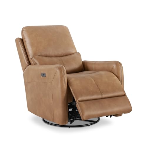 Sillón con función reclinable y base giratoria Marrón claro