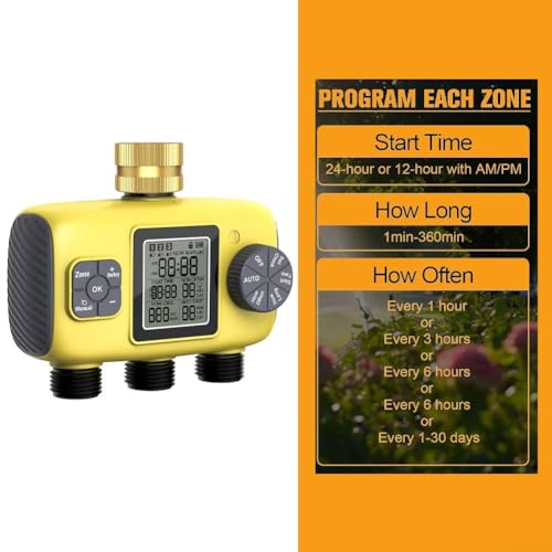 Controlador de riego de jardín con 3 tomas y múltiples programas automáticos 7