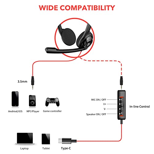 Nubwo Usb C/3.5Mm Jack Wired Office Headset Noise Cancelling Headphones With Microphone For Mac Pc Laptop #TOP5