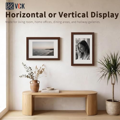 Image of VCK 11x17 Picture Frame 5 Pack, Brown Exclusive Wood, HD Glass, for Photo