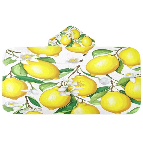 Nesatuwa Hooded Towel for Kids,Fresh Lemon Kids Beach Bath Towels Soft Absorbent Quick Dry Poncho Towel for Girls Boys