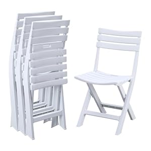 KAIHAOWIN 4-Pack Plastic Folding Chairs for Indoor and Outdoor Use Foldable Chairs for Patio Garden Beach Balcony Porch Lightweight & Waterproof -White