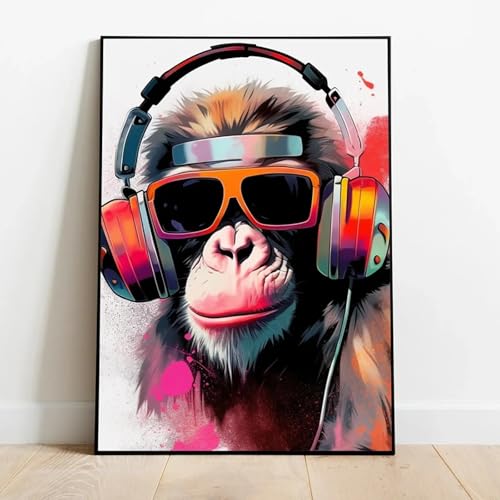 Affiche de singe de jeu en toile 40x60 cm pour décoration murale