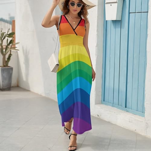 Robe décontracté rayures arc-en-ciel contre la chaleur