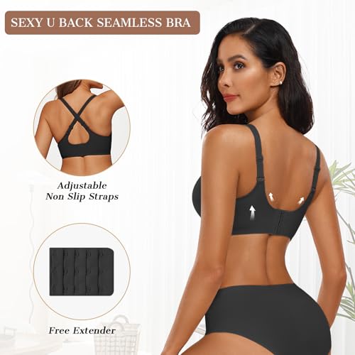 OEAK Womens Wireless Bras Push Up Support Full Coverage Bralettes No Underwire Bra Comfortable Everyday Seamless Tshirt Bras 3XL Black3