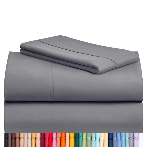 Image of LuxClub Twin Sheets - Soft Kids Bed Sheet for Boys and Girls, 4 PC Deep Pockets 18 inch Eco Friendly Wrinkle Free Machine Washable Hotel Bedding Silky Soft- Light Grey