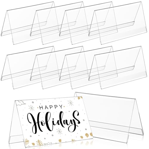 ELAYARD 10個 アクリル製デスクネームプレート 透明オフィス名札 丈夫で耐久性あり 保護フィルム付き 会議用席札表示スタンド