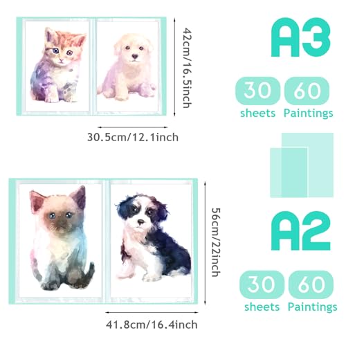 60 Pages A2 and A3 Diamond Painting Storage Book Diamond Art Portfolio Folder Artwork Art Binder Storage Presentation Book with Sleeves Protector, 22 x 16.4 Inch, 16.5 x 12.1 Inch(Green)