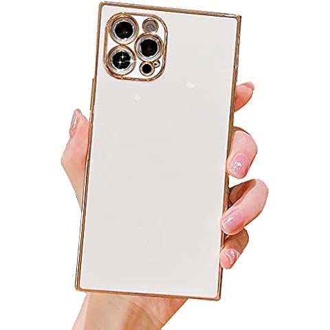 iPhone 11 Pro Max Case Square, Cute Candy Glitter Plating Bumper Case for Women, Full Camera Lens Protection & Reinforced Corners TPU Case Cover for iPhone 11 Pro Max [6.5 inch] (White) Cover
