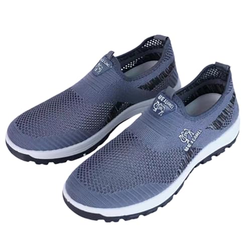 Zapatillas de correr para hombre, zapatillas de deporte de malla, transpirables, para caminar al aire libre, para correr, para el tiempo libre, peso cómodo, zapatillas de senderismo, gris, 39 EU