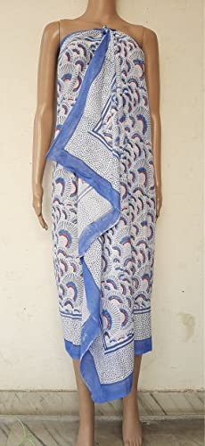 SATNAM Handicraft Women's Cotton Floral Printed Sarong for Womens Summer Beachwear Printed Pareo Beach Swimsuit Ombre2