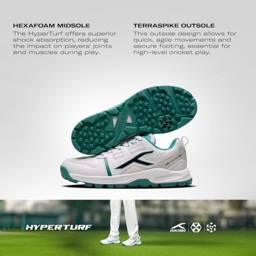 Image of Hundred HyperTurf Cricket Shoes | TerraSpike Rubber Studs Men | Embedded Support Plate for Stability | Lightweight & Durable | Ideal for Turf, Ground & Hard Surfaces