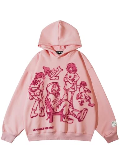 Vamtac Mens Graphic Hoodies Y2k Cute Pullover Oversized Fashion Streetwear Casual Hooded Sweatshirt Unisex Tops