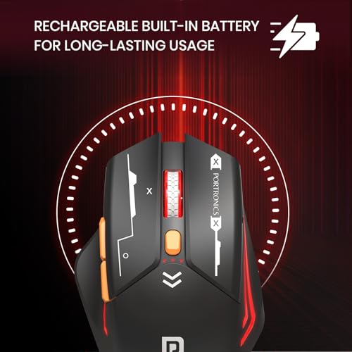 Portronics Vader Max Wireless Rechargeable Mouse, Black - Image 5