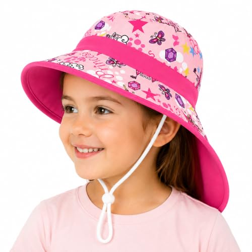 Image of VRITRAZ Sun Protection UPF50+ Bucket Hat Toddler Summer Beach Play Hats with Neck Flap for Girl, Boy, Kids Summer Hat, Bucket Hat for Kids Ages 3-10 Years