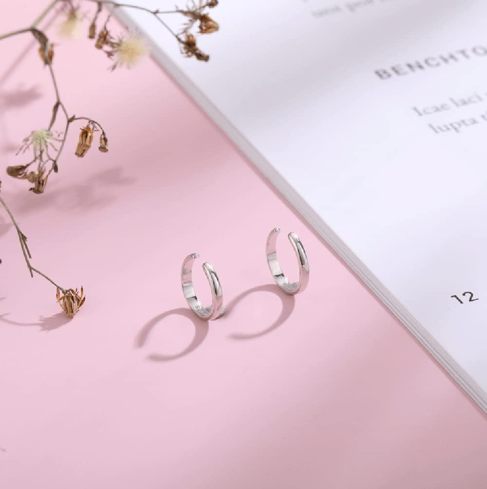 Minimalist Cuff Clip On 925 Sterling Silver Small Hoop Earrings for Women Teen Girls Cartilage Fashion Wrap No Piercing Ear Hypoallergenic