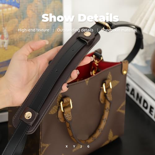 Image of Lambskin Leather Shoulder Strap Pad for Designer Trendy Bags,Detachable Replacement Pressure Relief Cover for Women Tote Bag Handbag Purse Backpack【Brown,Gold Studs】