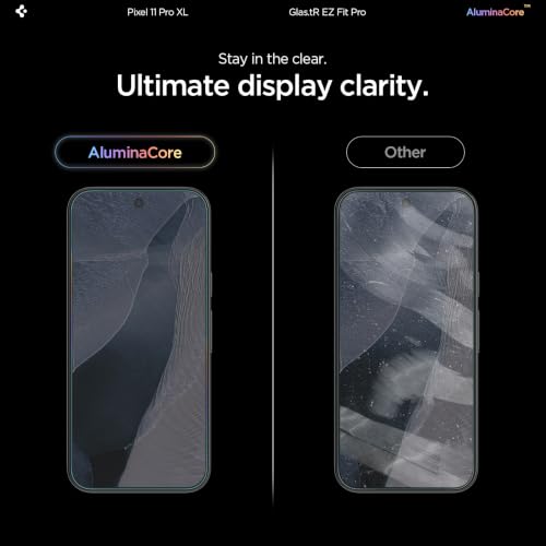 Image of Spigen GlasTR EZ FIT Pro Screen Protector for Pixel 11 Pro XL | Aluminum Enhanced 10H+ tempered glass, GlasTR EZ Fit auto align tray, 100% clarity, Original touch, Case-friendly, 2Pack