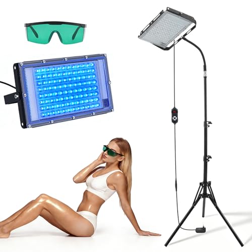 Lampe de Bronzage 460nm 50W, Solarium pour la Maison avec 5 Niveaux de Luminosité et 4 Minuteries, Bronzage du Visage, Visage et Corps, Hauteur et Angle...