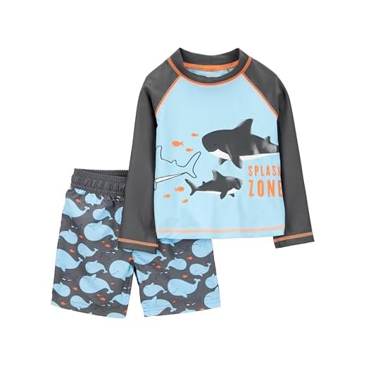 Simple Joys by Carter's Baby und Kleinkind Jungen 2-teilig Badeanzug Trunk und Rashguard ,Blue Whales ,18 Months