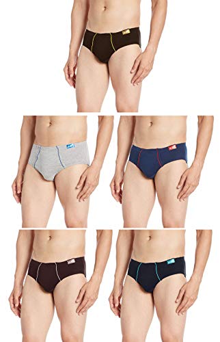 Image of Euro Regular Cotton Plain Multicolor Briefs - Pack of 5 (Color May Vary)
