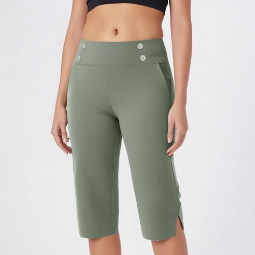 Capri Pants for Women High-Waisted Yoga Pants with Elastic Waistband Stretchy Workout Leggings for Fitness Running2