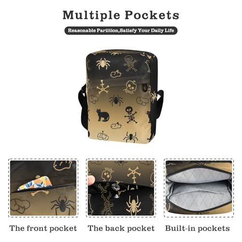 KLL Halloween Black Cat Spider Skull messenger bag Vegan Leather Shoulder Crossover Bag Travel Woman Shoulder Handbags2