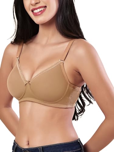 Image of Women's Seamless Padded Non Wired Cotton Stretch Everyday Bra| Detachable Straps | Transparent Straps Included