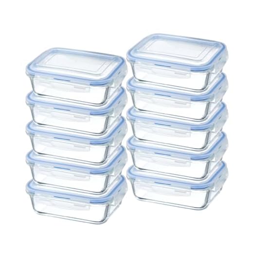 Kit 10 Potes Hermético Marmita 370 ML Rentangular