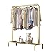 Stojak na ubrania Złoty metalowy stojak na ubrania z pojedynczą wiszącą szyną i półkami, pojemność 200 funtów, 4 rozmiary (rozmiar: 100x40x150 CM)