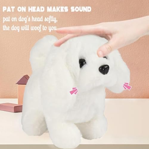 Image of Hopping Walking White Dog Toy for Kids - Talking Sound Dog with Moving Tail, Head Shake & Realistic Actions | Soft Plush Interactive Animal Toy, Fun Gift & Childhood Companion for Boys & Girls