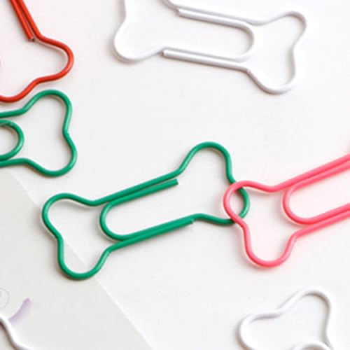 Lurrose 50 Bunte Knochen Büroklammern aus Metall Mittlere Clips für Büro Schule und Haushalt Kreative Lesezeichen mit Lustigem Hunde Design