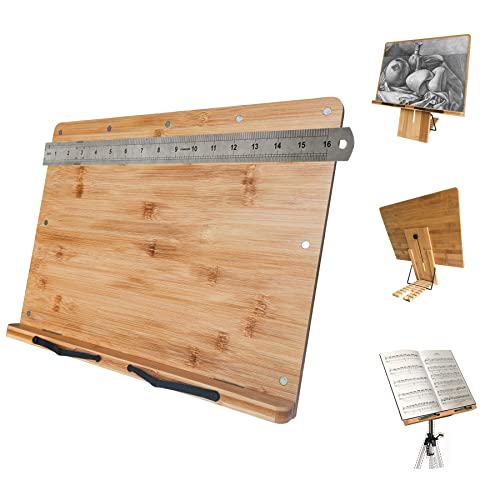 Nunet NUSTAND X-Large 16 Inch X 12 Inch Height Adjustable Bamboo Book Stand W. Magnets/Ruler Bar cover